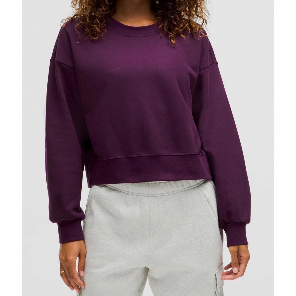 Lululemon Perfectly Oversized Cropped Crewneck Sweatshirt Purple Pullover